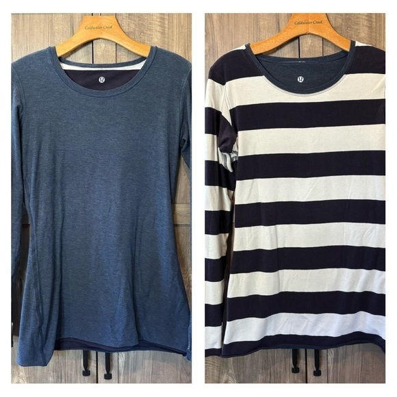 Lululemon Every Yogi Long Sleeve Womens Size M Top Blue White - Picture 2 of 15